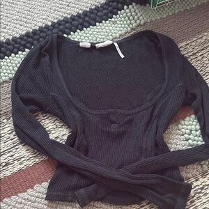 Urban Outfitters Black Ribbed Long Sleeve Top